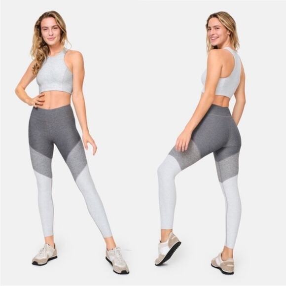 OUTDOOR VOICES Light Dark Grey Colorblock 7/8 Ankle Workout Gym Yoga Leggings M - Picture 1 of 11